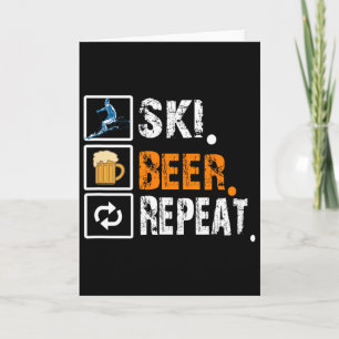 Funny Ski Beer Repeat Skiing And Skiers Card