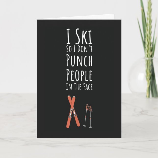 Funny Ski Cards Skiing Humour Skier Winter Sports (Front)