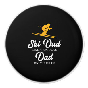 Funny Ski Dad Shirt - Skier Gift Father Winter Ceramic Knob