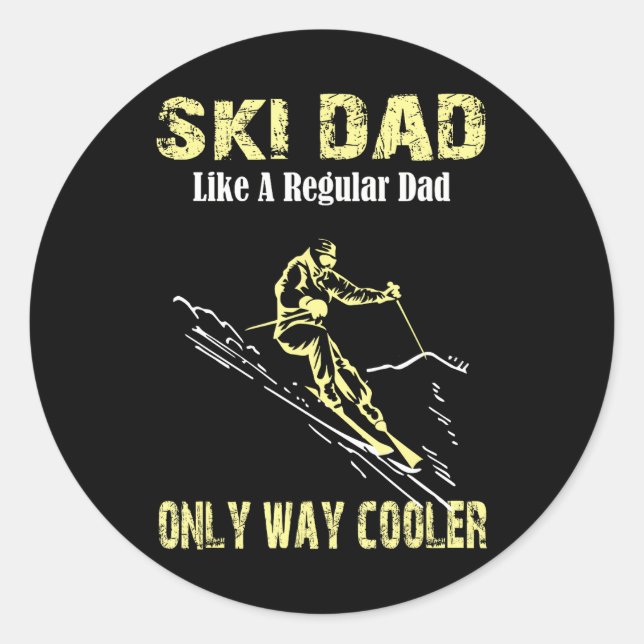 Funny Ski Dad Skier for Fathers Skiing Classic Round Sticker (Front)