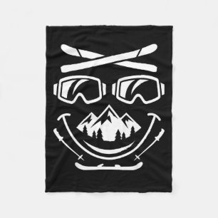 Funny ski face smile goggles mountain snowboard fleece blanket