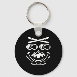 Funny ski face smile goggles mountain snowboard key ring
