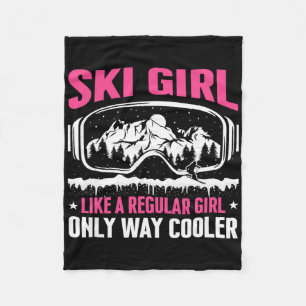 Funny Ski Girl Snowboard Skiing Women Skiing Fleece Blanket