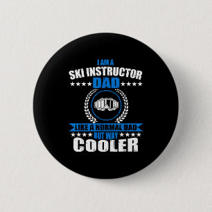 Funny ski instructor dad outfit father's day 6 cm round badge
