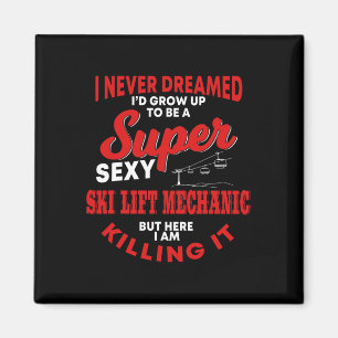 Funny Ski Lift Mechanic Costume Skiing Chairlift C Magnet