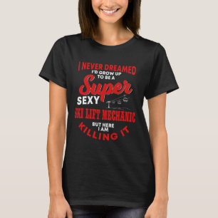 Funny Ski Lift Mechanic Costume Skiing Chairlift C T-Shirt