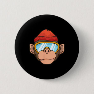 Funny Ski Monkey Goggles Gorilla Skiing Mountain G 6 Cm Round Badge