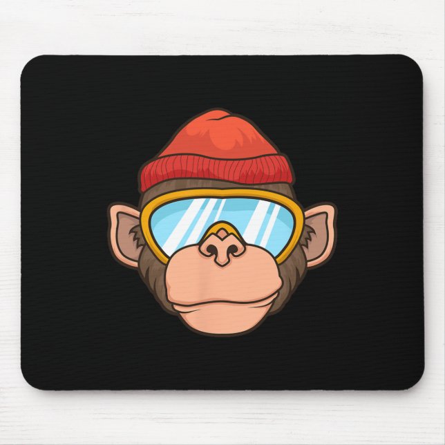Funny Ski Monkey Goggles Gorilla Skiing Mountain G Mouse Pad (Front)