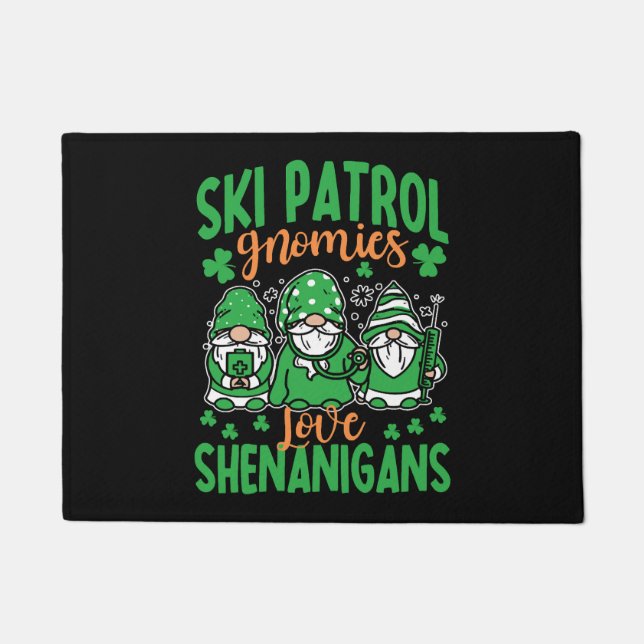 Funny Ski Patrol St. Patrick's Day Doormat (Front)