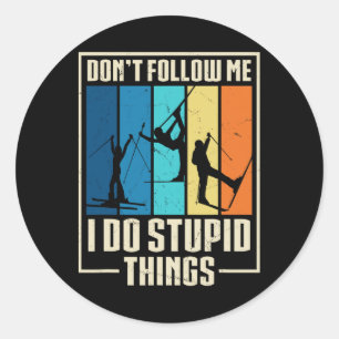 Funny Ski Retro Vintage Classic Round Sticker