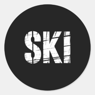 Funny ski saying distressed outdoor joke men  classic round sticker