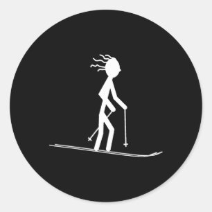 Funny Ski Shirts Skiing Shirts Snow Ski T Shirt Classic Round Sticker