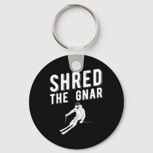Funny Ski Shredding Gnar Slope Skiing Key Ring