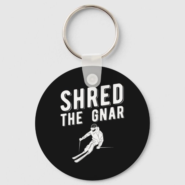 Funny Ski Shredding Gnar Slope Skiing  Key Ring (Front)