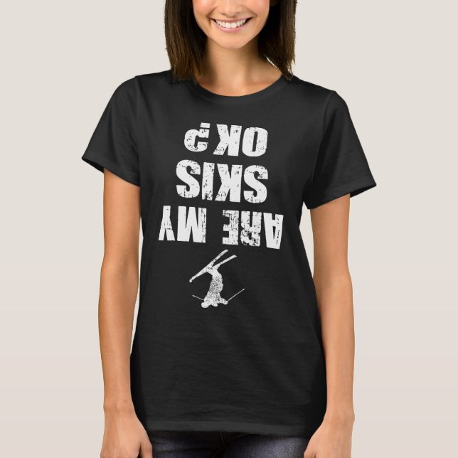 Funny Ski Tee Distressed Skiing Winter Sports Ski  (Front)