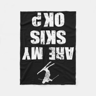Funny Ski Tee Distressed Skiing Winter Sports Ski Fleece Blanket