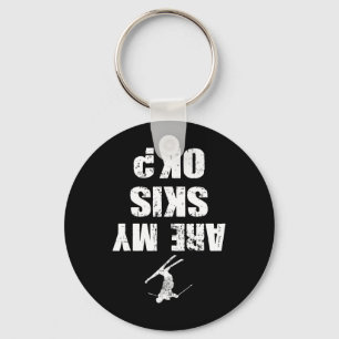 Funny Ski Tee Distressed Skiing Winter Sports Ski  Key Ring
