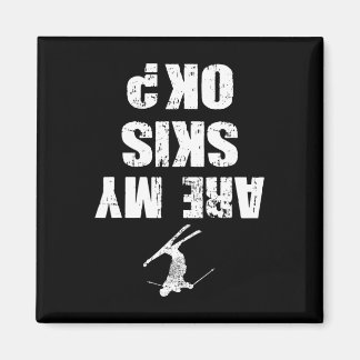 Funny Ski Tee Distressed Skiing Winter Sports Ski  Magnet