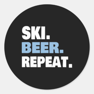 Funny Ski Trip Skiing And Beer Lover Gift For Men Classic Round Sticker
