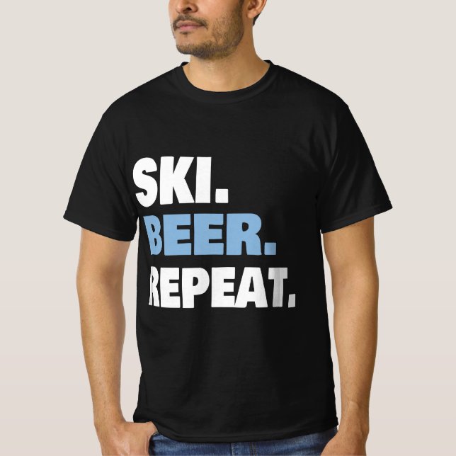 FUNNY SKI TRIP SKIING & BEER LOVER GIFT FOR MEN &  T-Shirt (Front)