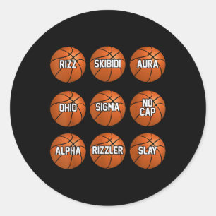 Funny Skibidi Basketball Boys Teens Kids Rizzler S Classic Round Sticker