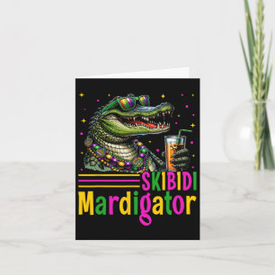Funny Skibidi Mardigator Alligator Mardi Gras Appa Card