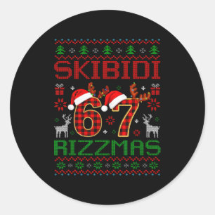 Funny Skibidi Rizzmas Meme Ugly Christmas Vibes Xm Classic Round Sticker