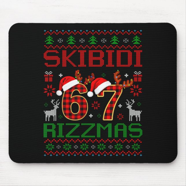 Funny Skibidi Rizzmas Meme Ugly Christmas Vibes Xm Mouse Pad (Front)