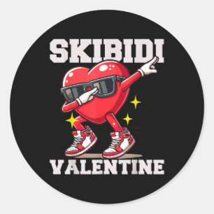 Funny Skibidi Valentine Dabbing Heart Valentines D Classic Round Sticker