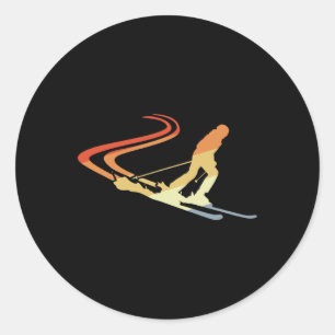 Funny Skier Drawing Skiing Coach Winter Sports Classic Round Sticker