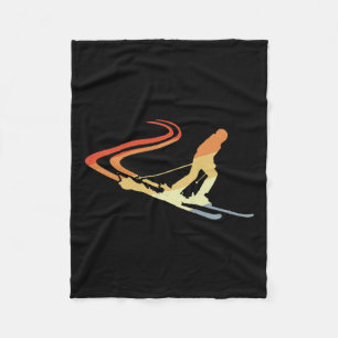 Funny Skier Drawing Skiing Coach Winter Sports Fleece Blanket