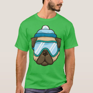 Funny Skier Snowboard Skiing Dog Pug Lover Gift T-Shirt
