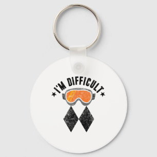 Funny Skiers I'm Difficult Sign Ski Cool Skier Sno Key Ring
