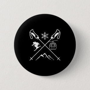 Funny Skiing  6 Cm Round Badge