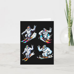 Funny skiing bigfoot ski winter sport snowboarder card