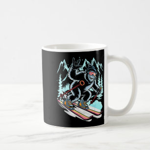 Funny skiing bigfoot ski winter sport snowboarder coffee mug