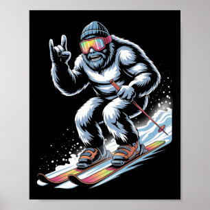 Funny Skiing Bigfoot Ski Winter Sport Snowboarder Poster
