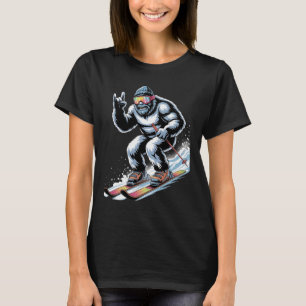 Funny Skiing Bigfoot Ski Winter Sport Snowboarder  T-Shirt