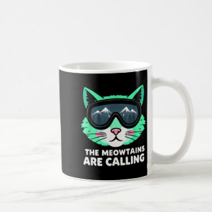 Funny skiing cat the meowtains are calling ski coffee mug