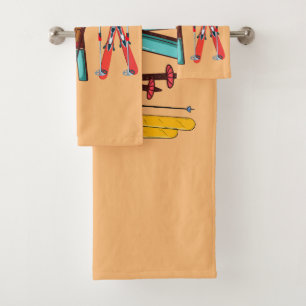 Funny Skiing Colourful Ski Skier Bath Towel Set