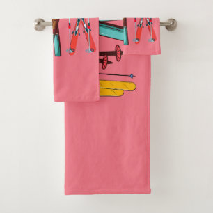 Funny Skiing Colourful Ski Skier Bath Towel Set