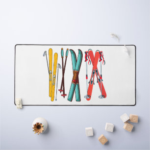 Funny Skiing Colourful Ski Skier Desk Mat