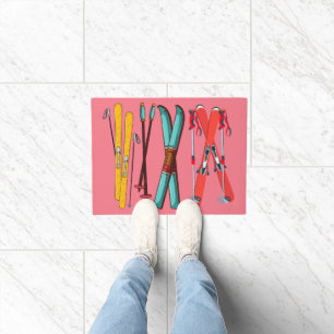 Funny Skiing Colourful Ski Skier Doormat