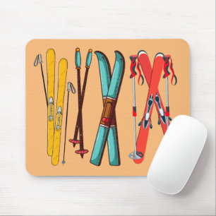 Funny Skiing Colourful Ski Skier  Mouse Pad