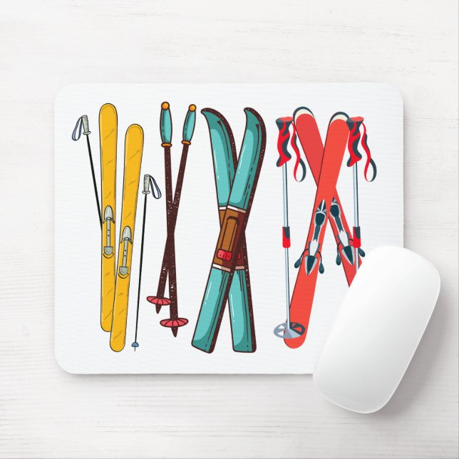 Funny Skiing Colourful Ski Skier  Mouse Pad (With Mouse)