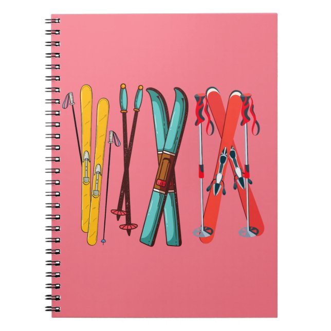 Funny Skiing Colourful Ski Skier  Notebook (Front)