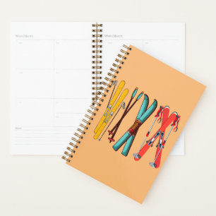 Funny Skiing Colourful Ski Skier Planner