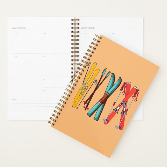 Funny Skiing Colourful Ski Skier  Planner (Display)