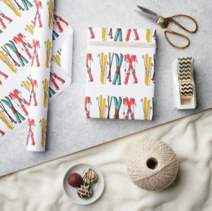 Funny Skiing Colourful Ski Skier  Wrapping Paper