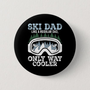 Funny Skiing Design For Dad Men Skier Winter Sport 6 Cm Round Badge